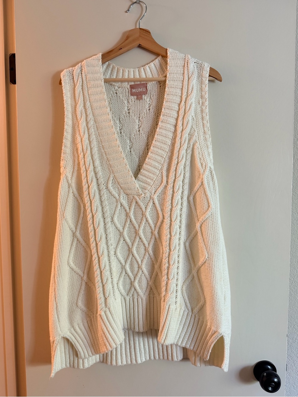 Show Me Your Mumu Reid Sweater Vest in Cream Cable